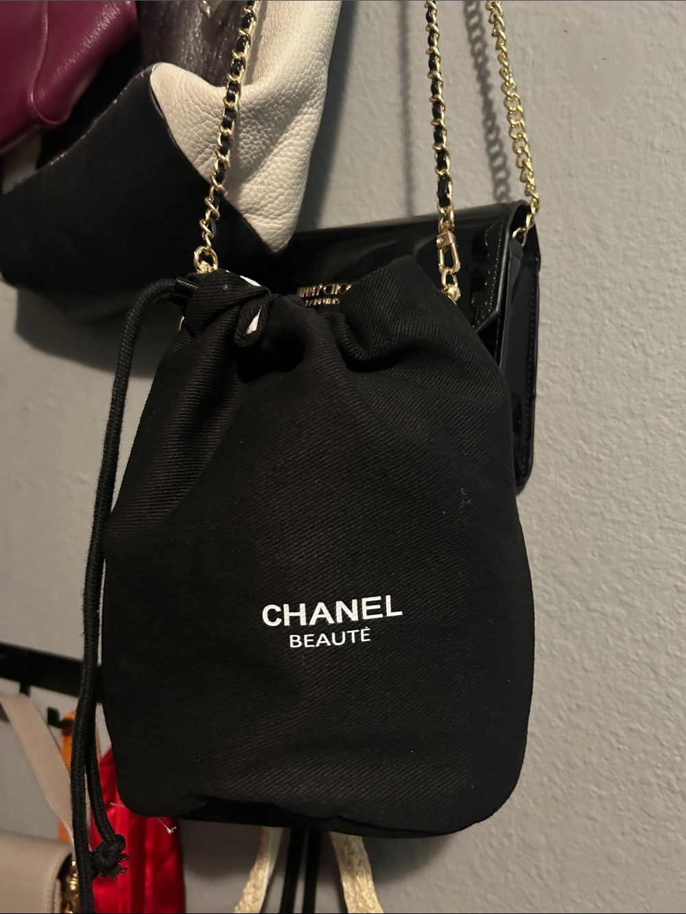 CHANEL Beauté Black Drawstring Cosmetic Pouch